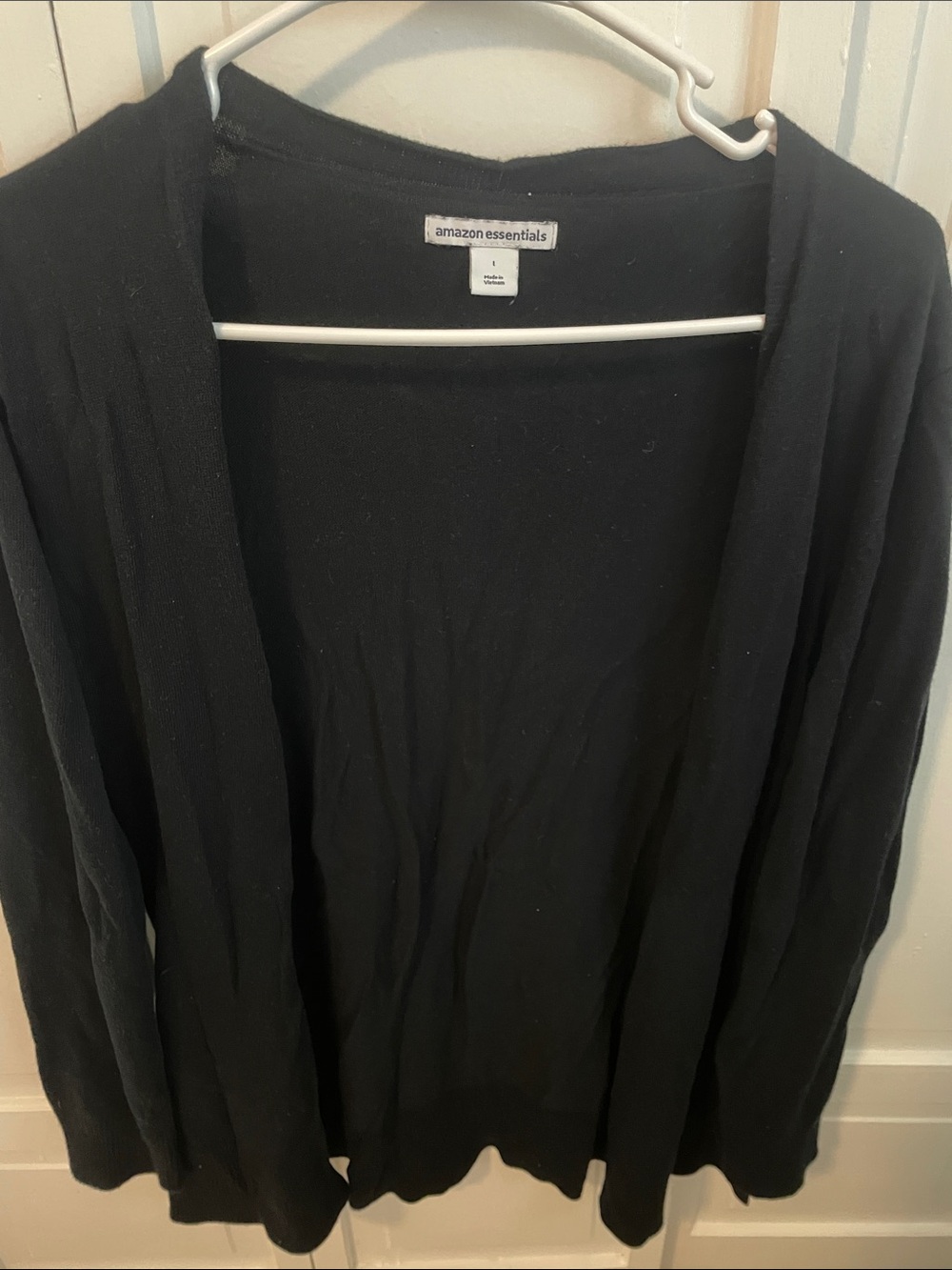 Amazon Essentials Black Open-Front Knit Cardigan